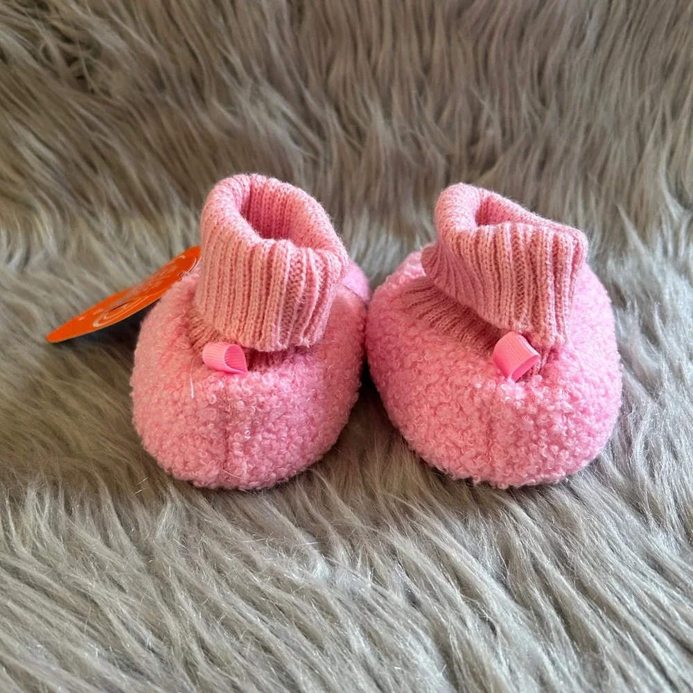 Wonder Nation Slippers Baby Girls Size 6 Pink Fuzzy Rainbow Shoes 18 Months NEW